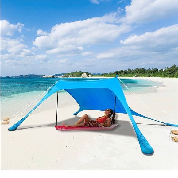 Beach Tent Sun Shelter UPF50+ with Sand Shovel, Ground Pegs and Stability - Picture 4 of 11